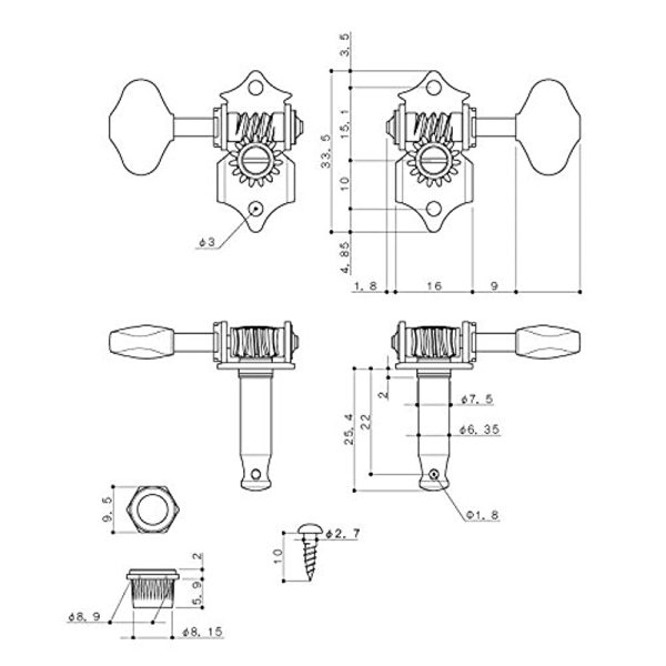 GOTOH SE770-06M-GG Guitar Peg Crew SON Type Open Gear 06M Button 3+3 Gold (27362GX) For Cheap - Image 3