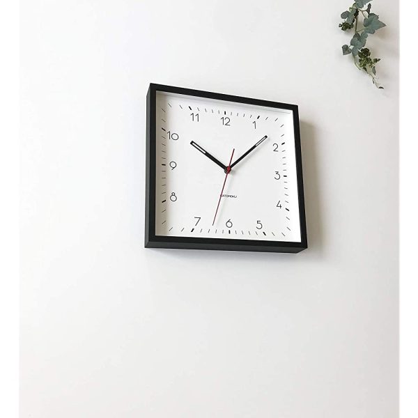 KATOMOKU Square Clock 3 Black Radio Clock Sweep km-114BLRC Online now - Image 2