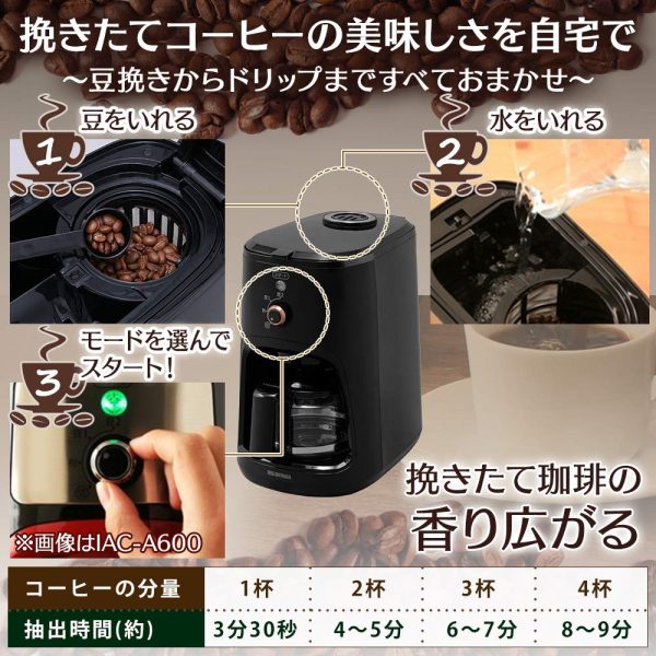 Iris Ohyama BLIAC-A600-B Coffee Maker, Fully Automatic Mesh Filter, Black Online now - Image 3