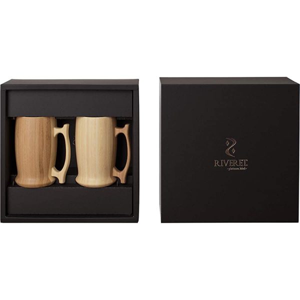 RIVERET RV-204WB Beer Mug, 16.9 fl oz (500 ml), Pair Set, Dishwasher Safe, White Brown Online Sale - Image 3