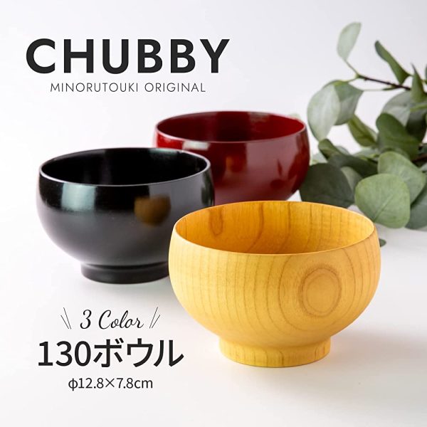 Minoru Pottery Wooden Soup Bowl, Chubby 130 Bowls, Set of 2 Colors Sale - Image 2