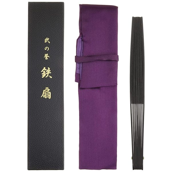 TS-B Hannya Takeshi no Honor Iron Fan, Size 8, Black, Heart Sutra Online - Image 3