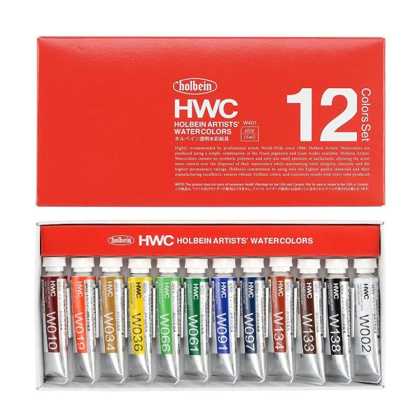 Holbein Watercolor Paint, 12 Colors, Mini Bag (Black), Medium Set, School Supplies Online - Image 2